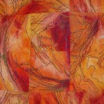 Out of Chaos Comes Golden Moments c. 2007 | 30" x 38 1/2" | Oil Pastel on Fabric and Machine Thread Painting Out of Chaos Comes Golen Moments c. 2007