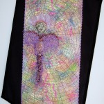 Spider Mandala VII, Thread Painting with Bead Spirit Figure, 25" x 18" © 2012 Patricia A. Montgomery, Private Collection 